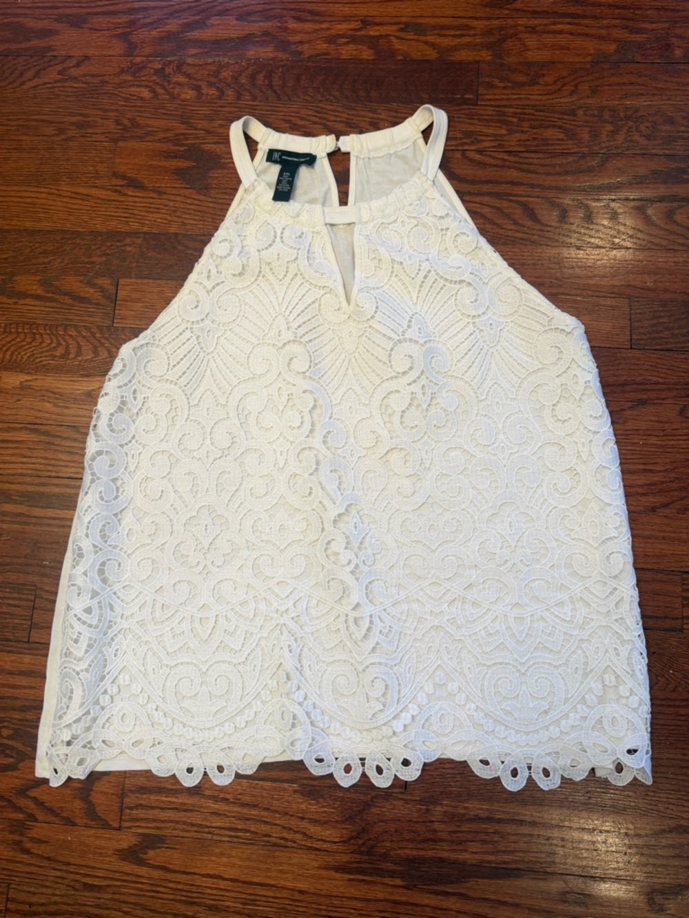 INC International Concepts White Lace Halter Camisole